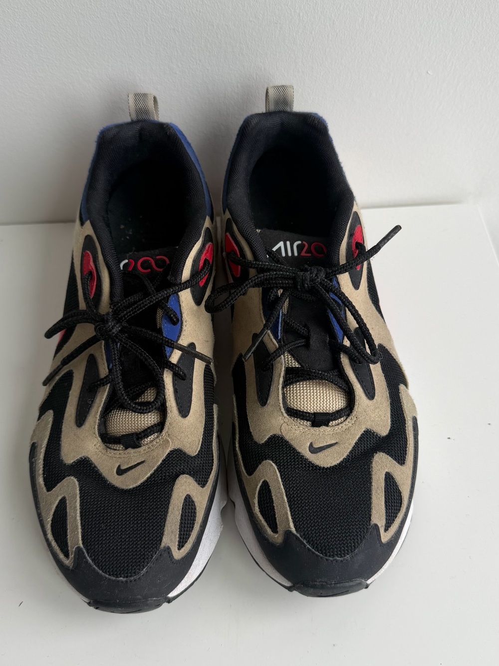 Nike Kids Black and Tan Sneakers with Blue and Red Accents